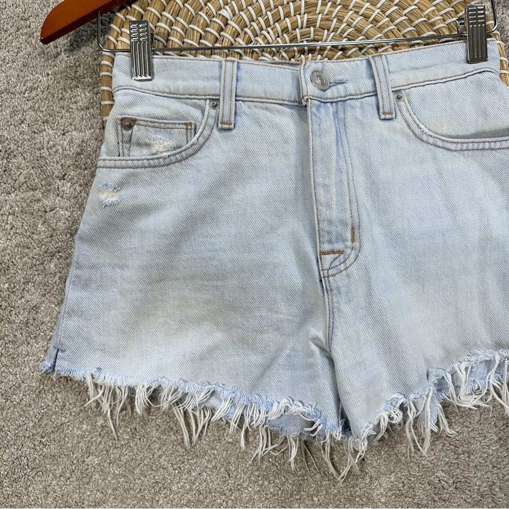 Hudson Women’s Sade Cut Off Denim Shorts High Rise Frayed Hem in Trea Size 24 - Picture 3 of 16
